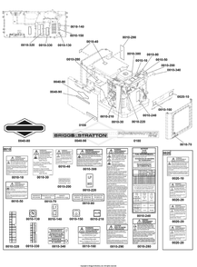 Decals Group Diagram and Parts List for 040756-00  Briggs and Stratton Generator